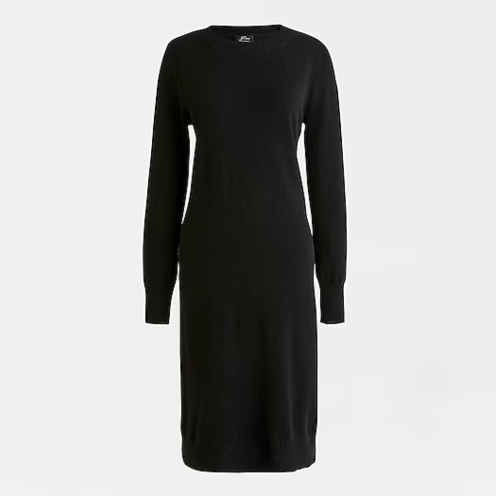 J Crew Women’s Long-sleeve everyday cashmere crewneck dress in Black